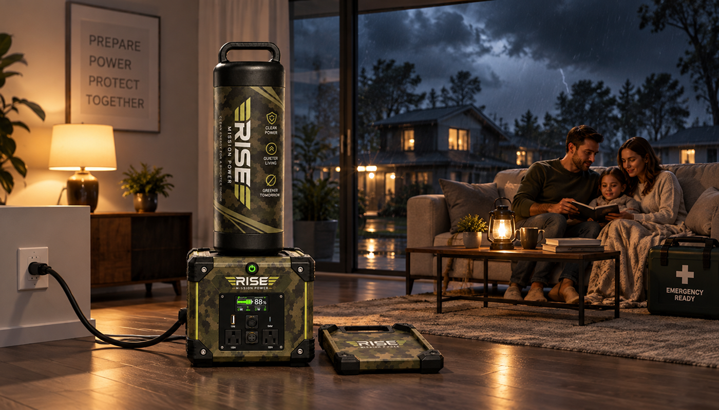 Backup during outages and severe weather for homes, community gathering spaces, and emergency kits