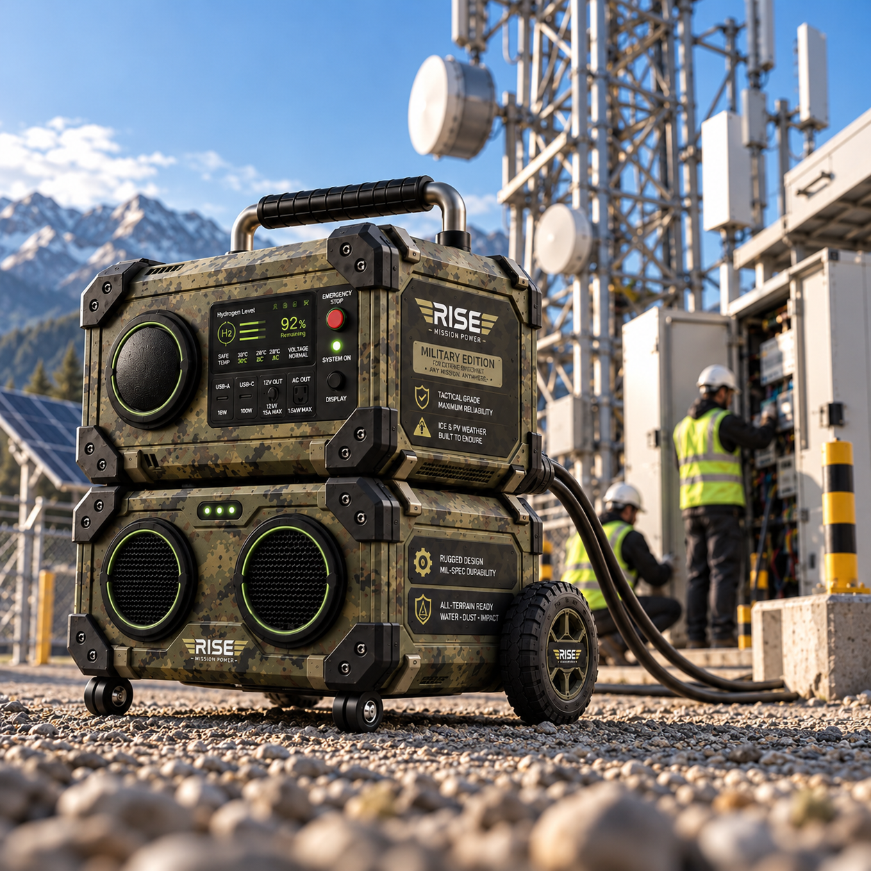 Rugged mission power station at a telecom site