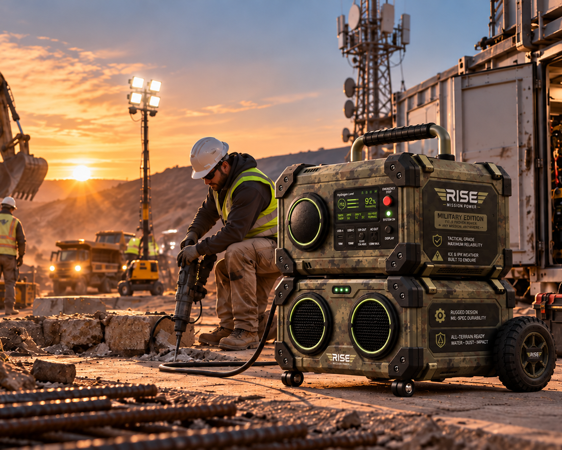 Portable hydrogen backup power for construction sites and industrial facilities